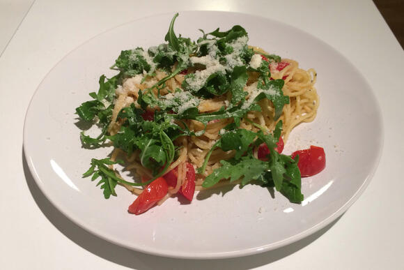 Bild von einer Portion Spaghetti Tricolori